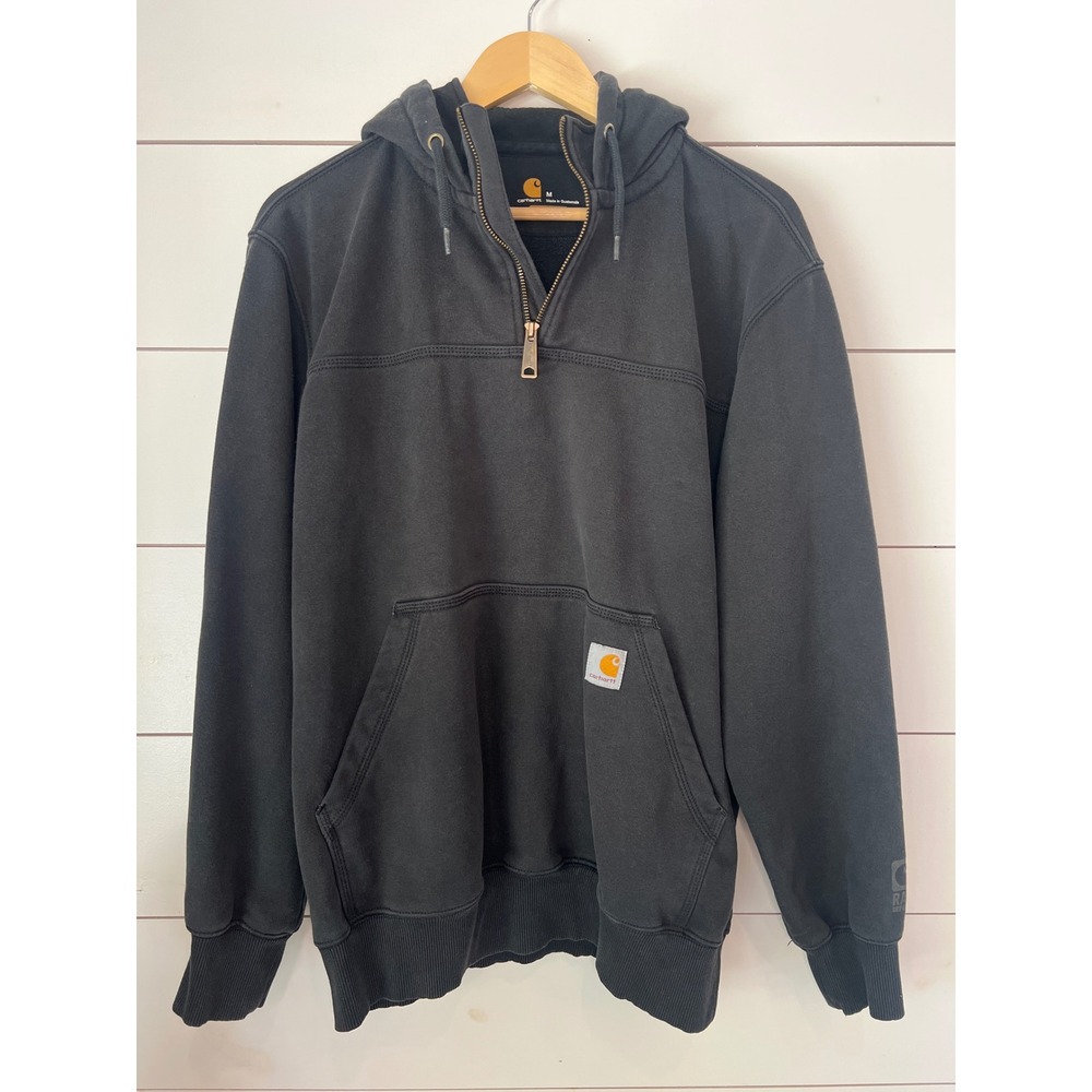 Carhartt Rain Defender Black Quarter Zip Hoodie gorpcore Mens Medium workwear